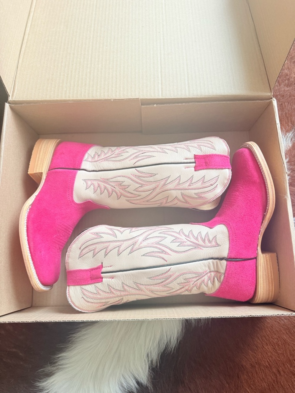 Women’s Pink and Cream Western Cowboy Boots